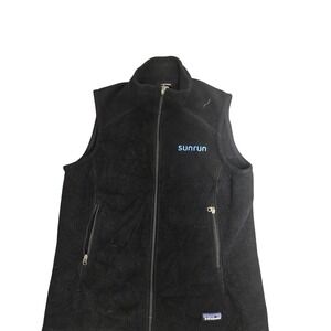 Patagonia Synchilla Fleece Vest Womens XL Black Full Zip Sunrun Embroidered Logo